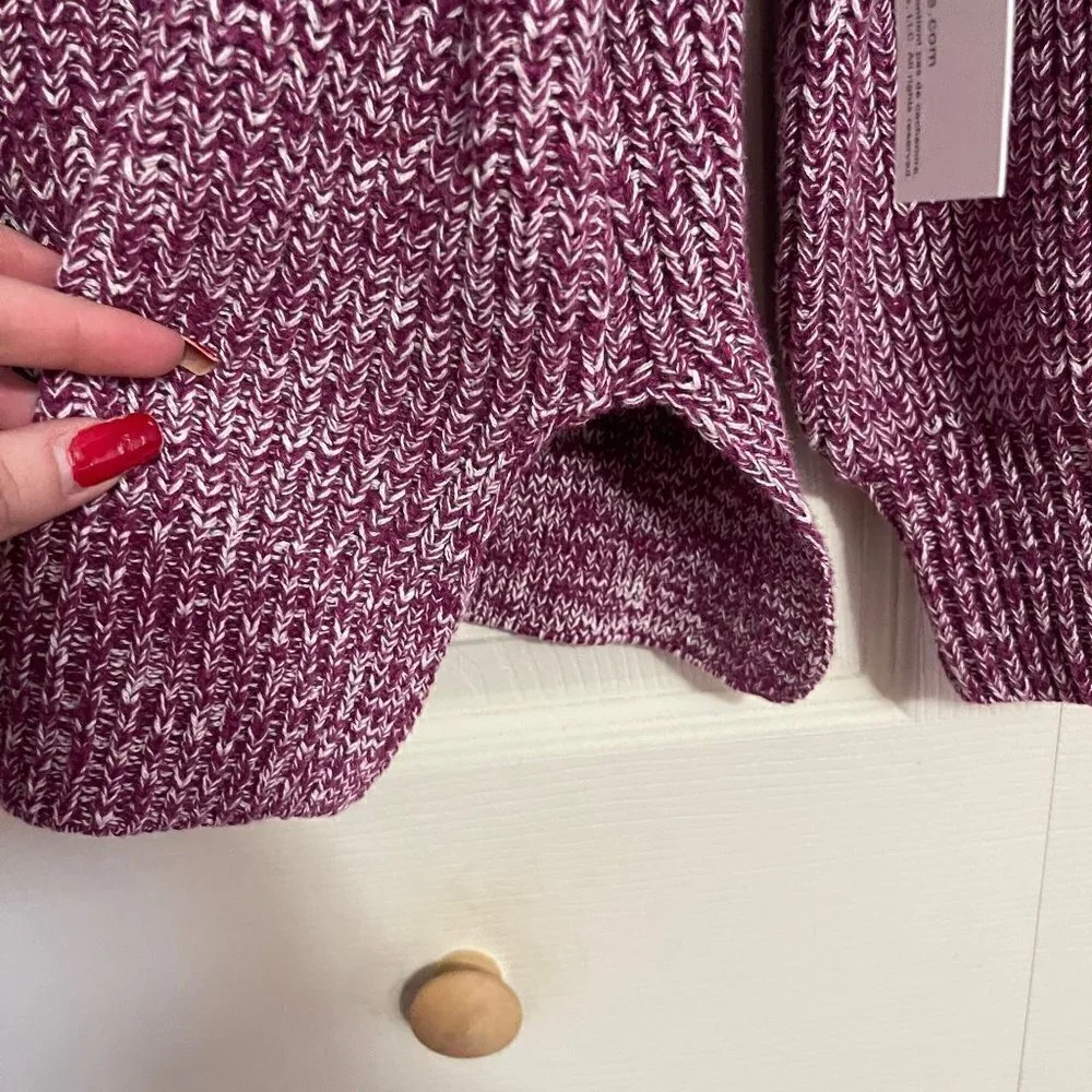 Cupcakes and Cashmere Women's NWT Pink Chunky Knit Balloon Mock Sweater Medium